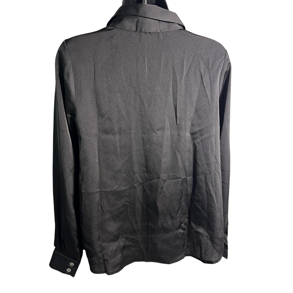 Chloe Kristyn Shirt Womens‎ XS Black Button Front Long Sleeve Blouse Top - Picture 3 of 7
